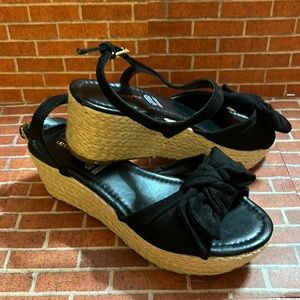 ❤️ Liz Claiborne Black Bow Espadrilles 7.5 EUC